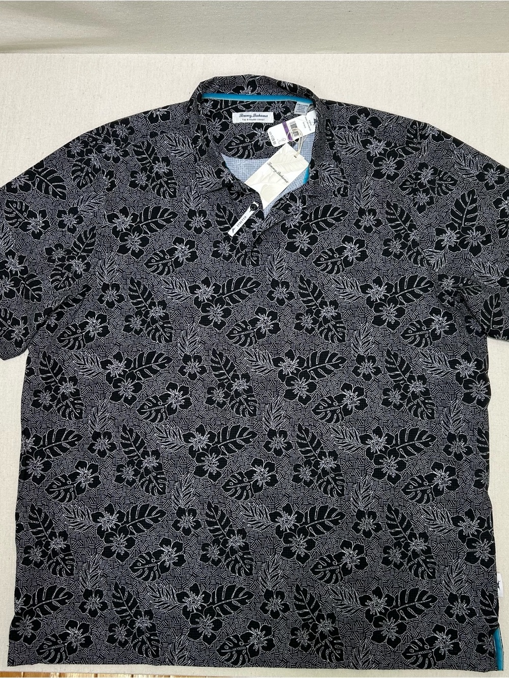 Tommy Bahama Black Floral Polo 2XLT